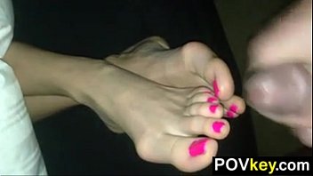 Wife Gets Cum On Her Beautiful Feet POV